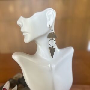 Simple Sacred Geometry Aztec Vibe Antique Brass Bohemian Statement Earrings